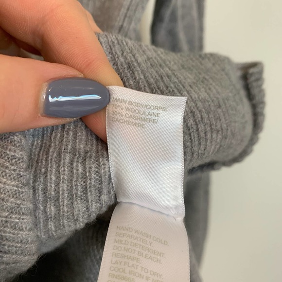 Zella Womens Long Sleeve Pullover Sweater Size XS Gray Wool Cashmere Ribbed - Picture 9 of 15